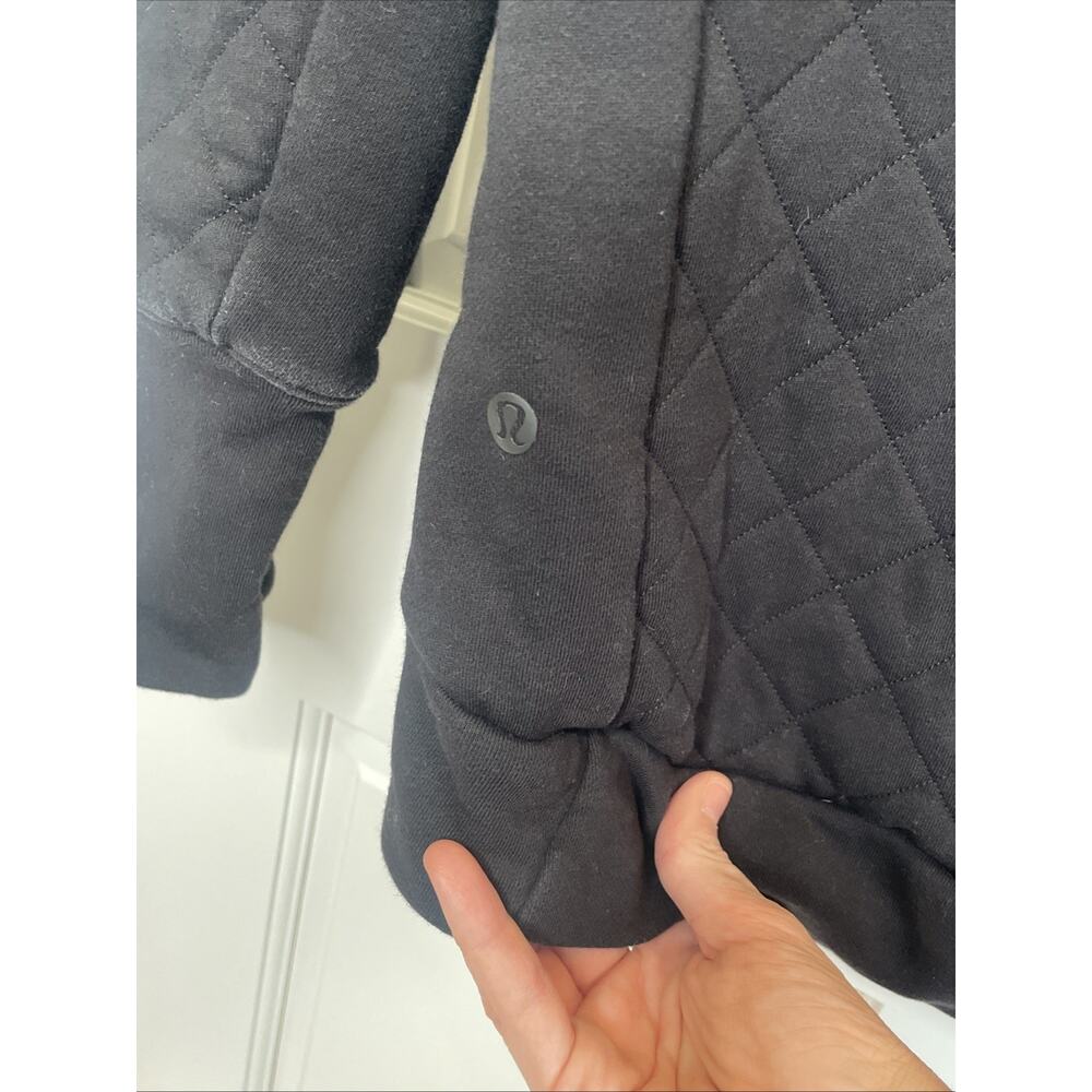 Lululemon Women's Forever Warm Black Quilted 1/4 Zip Pullover Sz 6 Outdoors Cozy - Picture 9 of 16